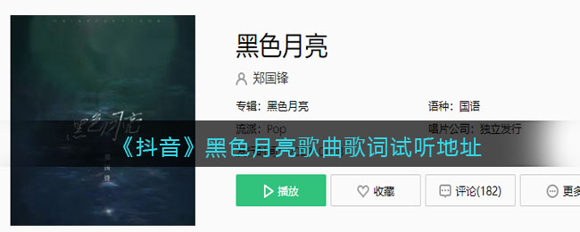 《抖音》黑色月亮歌曲歌詞分享