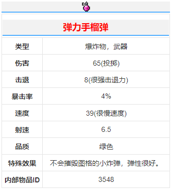 《泰拉瑞亞》彈力手榴彈武器介紹