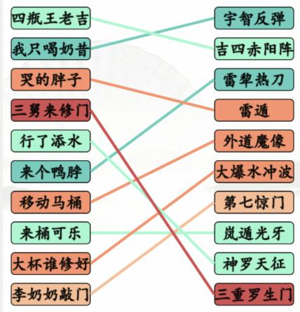 《漢字找茬王》搞笑招式完成動(dòng)漫空耳連線(xiàn)通關(guān)攻略