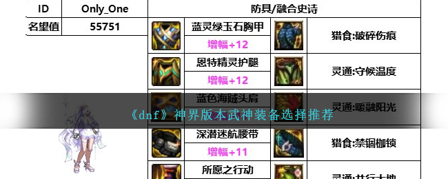 《dnf》神界版本武神裝備選擇推薦